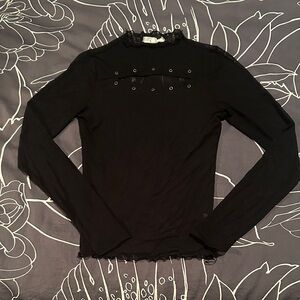 Gilded Intent Black Translucent Long Sleeve Top